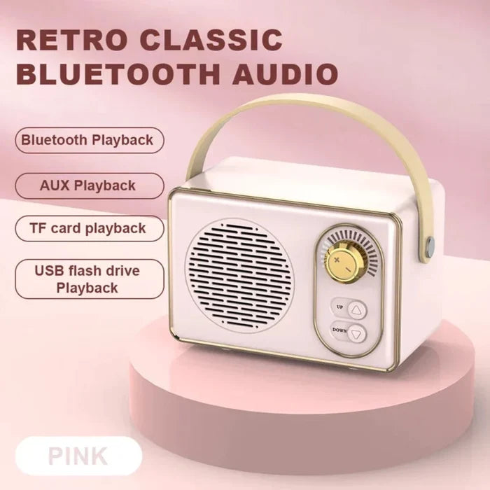 Retro Mini Wireless Bluetooth Speaker with Adjustable Knob: mint green, gold portable speaker, retro, minimal style