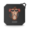 Retro Pixel Waterproof Bluetooth Speaker with Ninja Dragon Design: black, dark gray cartoon monkey character