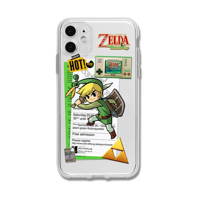 Retro Zelda iPhone Cases with Protection: clear, green The Legend of Zelda / Link, cartoon, retro game-inspired collage style