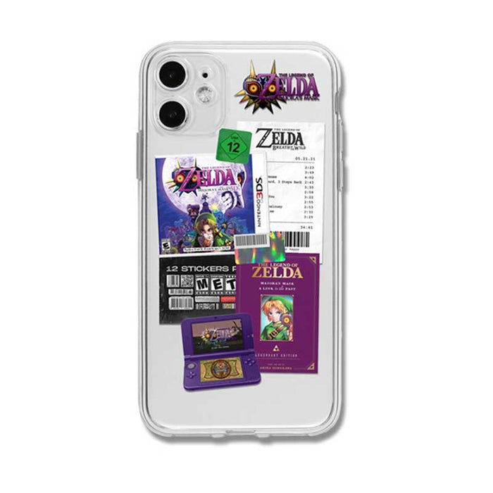 Retro Zelda iPhone Cases with Protection: clear, green The Legend of Zelda / Link, cartoon, retro game-inspired collage style