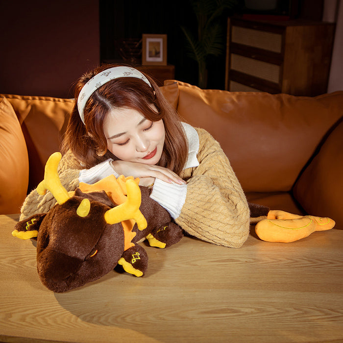 Rex Lapis Plush Toy, Genshin Impact: brown, yellow platypus, cartoon style