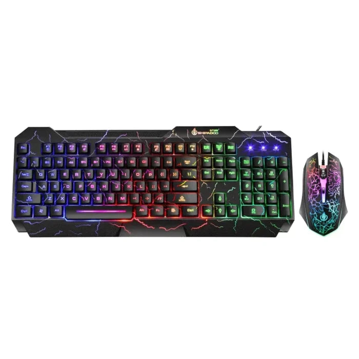 RGB Gaming Keyboard and Mouse Set, Dragon X Edition: black, multicolor RGB lighting gaming keyboard with wired gaming mouse