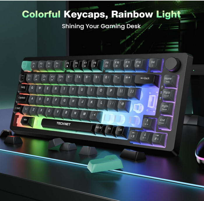 RGB Gaming Keyboard,83 Keys Wired With Volumn Knob,26 Keys Anti-Ghosting, KB025