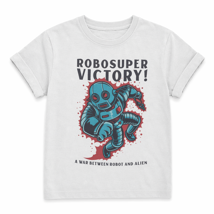 Robosuper Victory Tee for Boys White