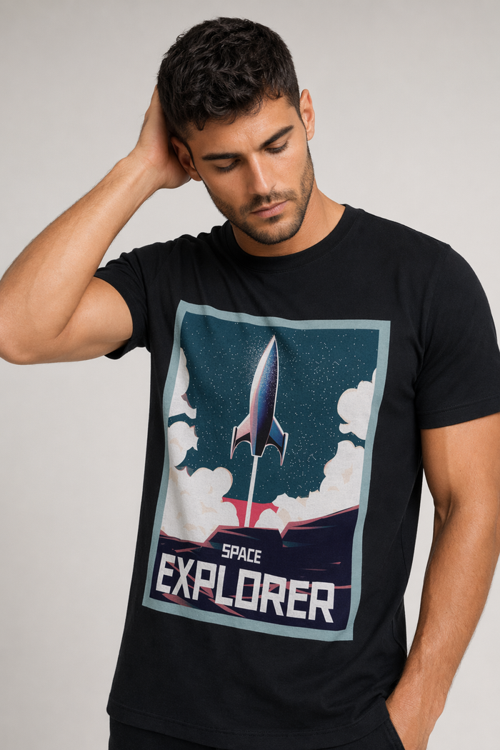 Rocket Man Tee for Men Black