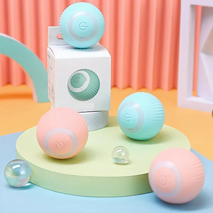 Rolling Cat Toy Ball, Electric and Entertaining: mint green, aqua round electronic devices, minimal pastel style