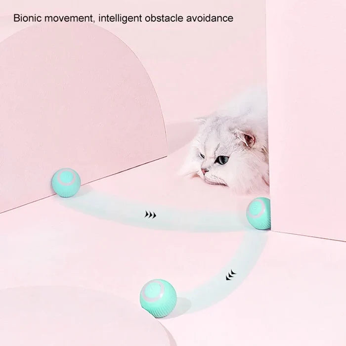Rolling Cat Toy Ball, Electric and Entertaining: mint green, aqua round electronic devices, minimal pastel style