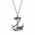 Roped Anchor Necklace Silver