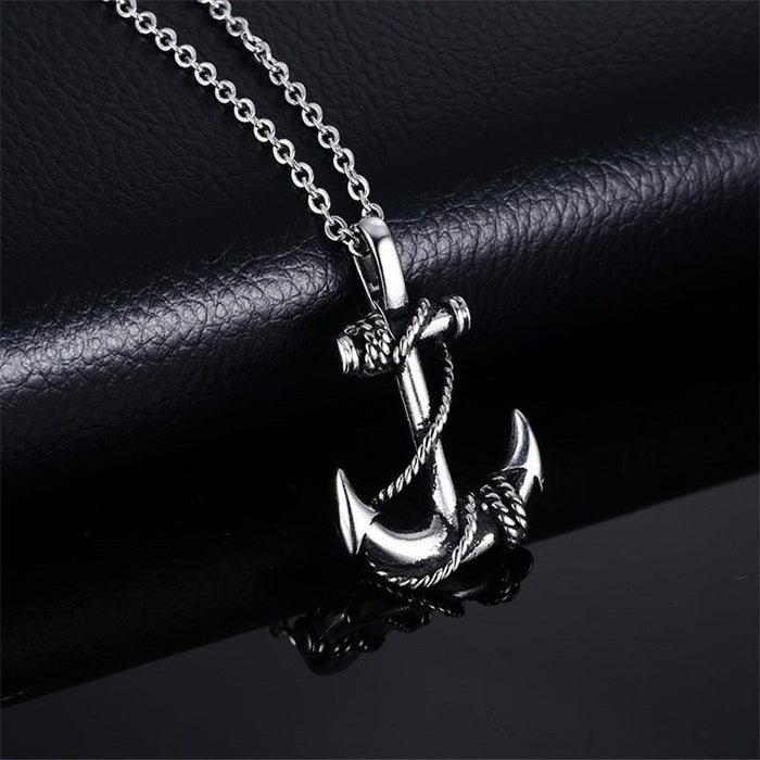 Roped Anchor Necklace: gold, black anchor, nautical style