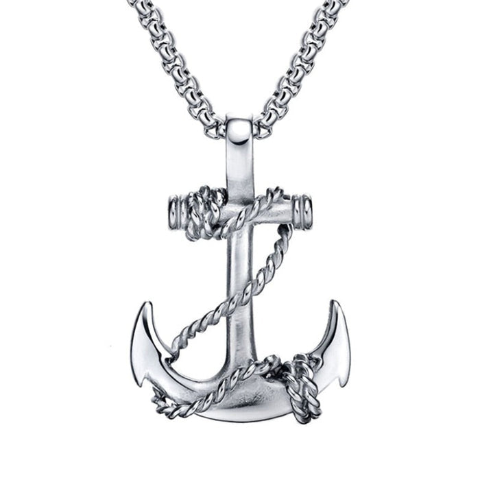 Roped Anchor Necklace: gold, black anchor, nautical style