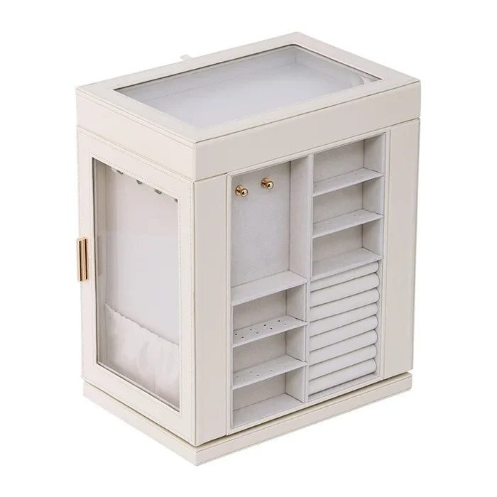 Rotating Multi-Layer Leather Jewelry Box