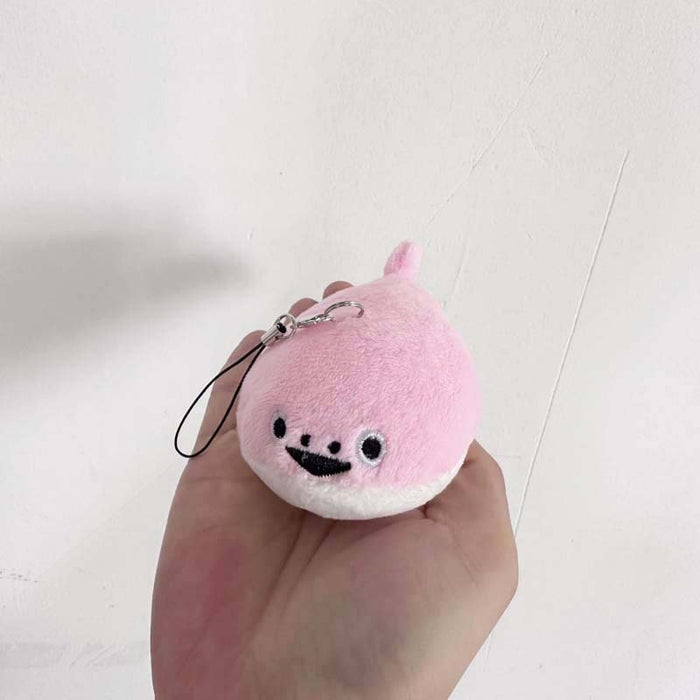 Sacabambaspis Plush Keychain: Meme Magic Accessory: pink, white cartoon pink animal character, kawaii cartoon style