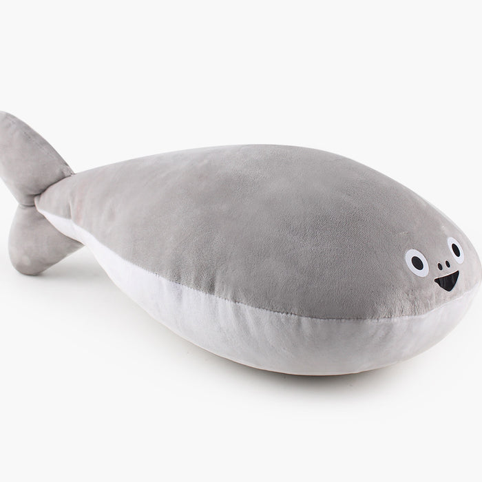 Sacabambaspis Plush Toy: Memorable Meme Fun: gray, white whale, cute cartoon style