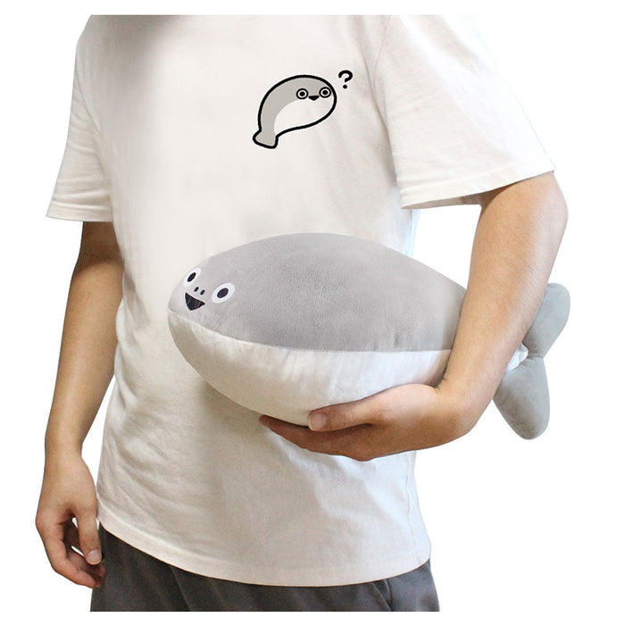 Sacabambaspis Plush Toy: Memorable Meme Fun: gray, white whale, cute cartoon style