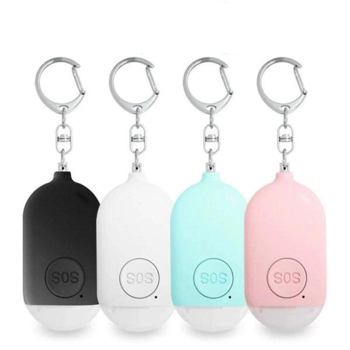 Safety Alarm with LED, Powerful 130dB Siren: black, white keychain personal alarm devices, minimal style
