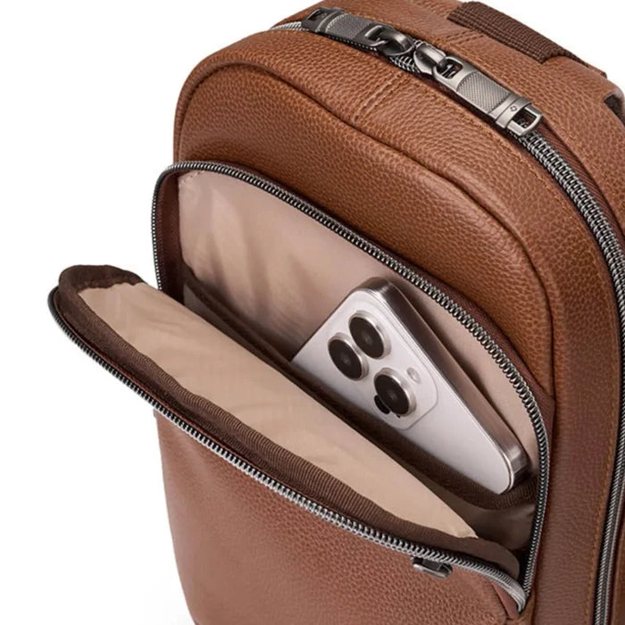 Samsonite Classic Leather Sling Bag - Cognac