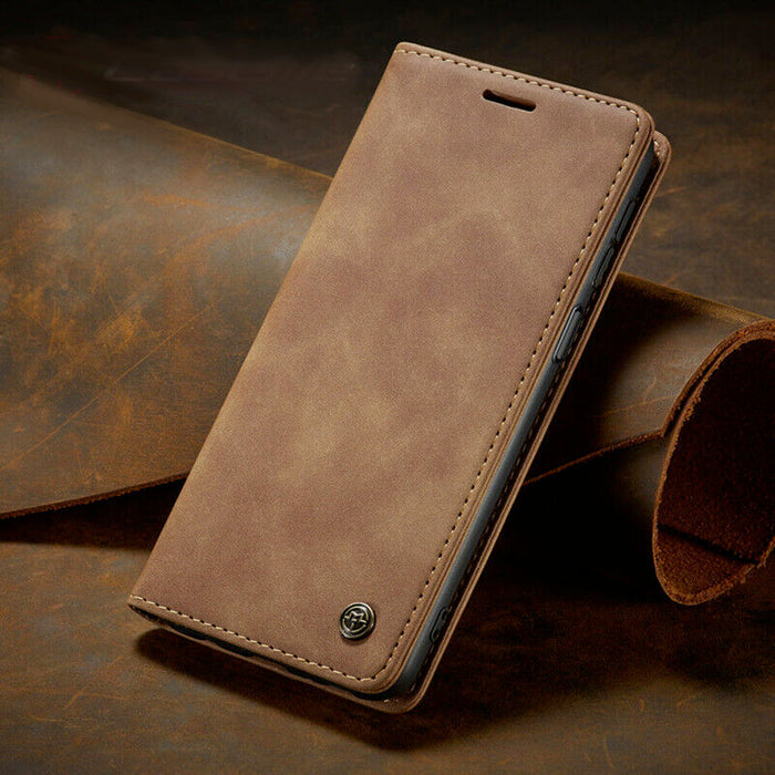 Samsung A13 A33 A53 5G Leather Folio Case: brown, dark brown folio phone case, minimal style