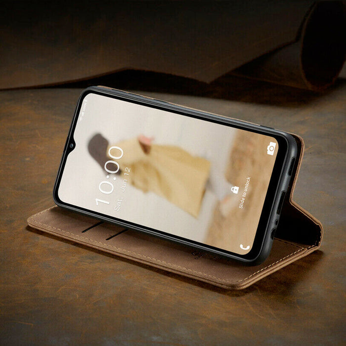 Samsung A13 A33 A53 5G Leather Folio Case: brown, dark brown folio phone case, minimal style