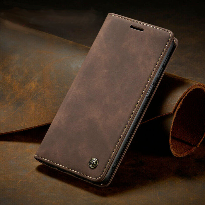 Samsung A13 A33 A53 5G Leather Folio Case: brown, dark brown folio phone case, minimal style