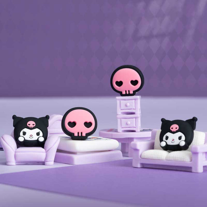 Sanrio Switch Thumb Grip Caps: Add Personality!: lavender, pink Kuromi character theme, cute cartoon kawaii style