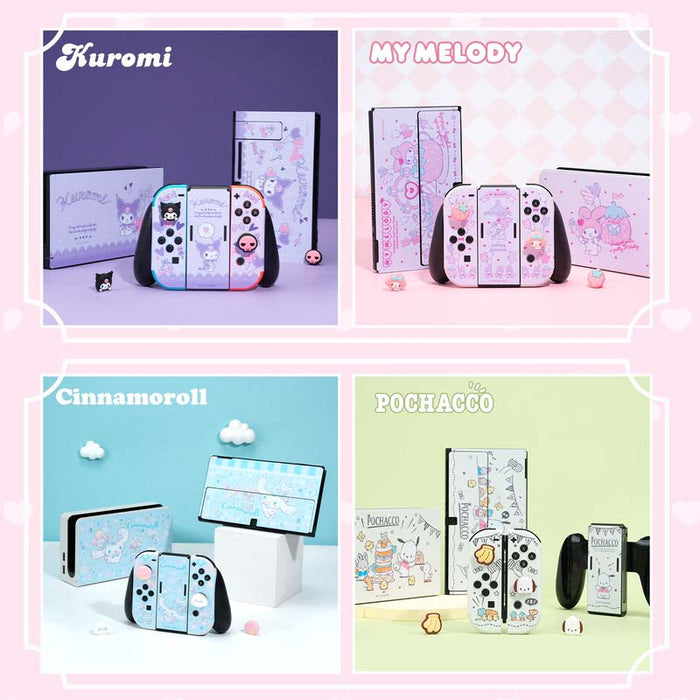 Sanrio Switch Thumb Grip Caps: Add Personality!: lavender, pink Kuromi character theme, cute cartoon kawaii style