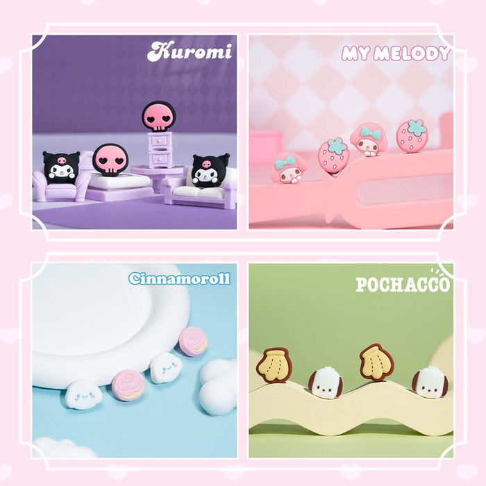 Sanrio Switch Thumb Grip Caps: Add Personality!: lavender, pink Kuromi character theme, cute cartoon kawaii style