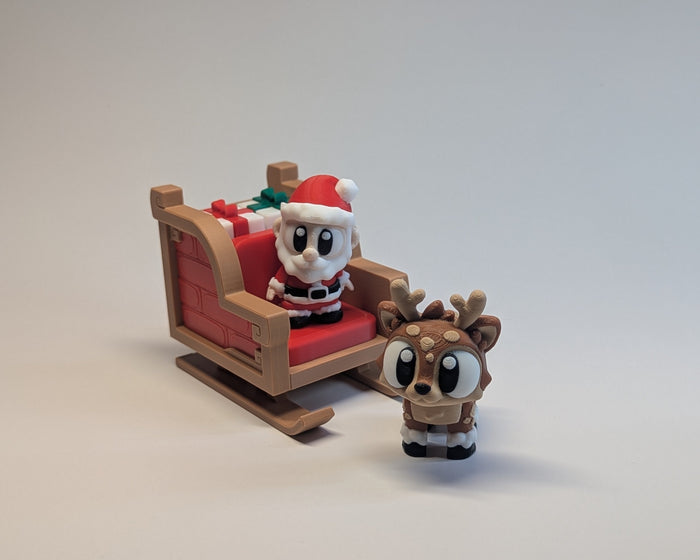 Santa Sleigh with Reindeer Facing Forward Left