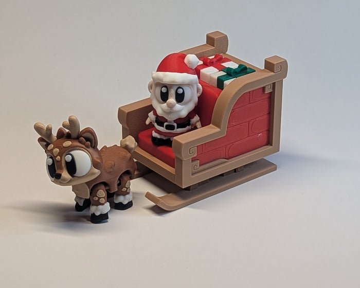 Santa Sleigh with Reindeer Facing Forward Right