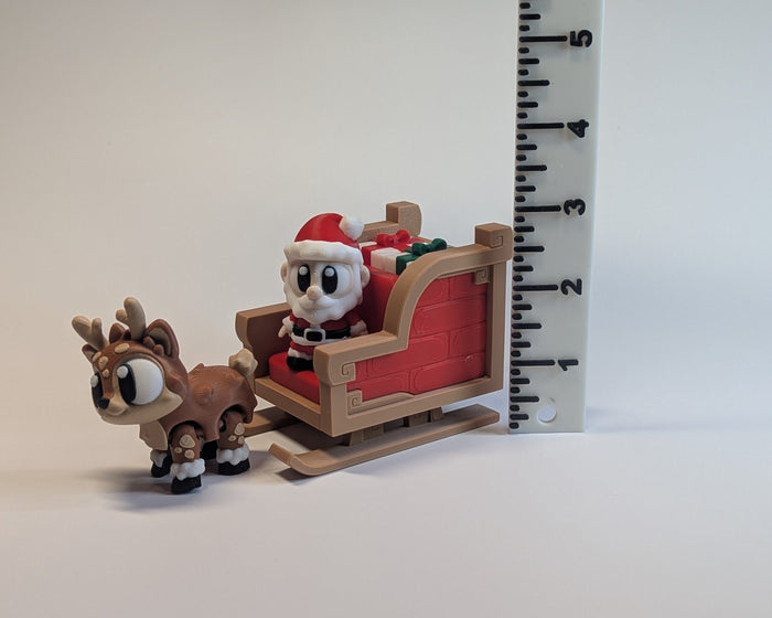 Santa Sleigh with Reindeer Facing Forward Right with Measuring Stick