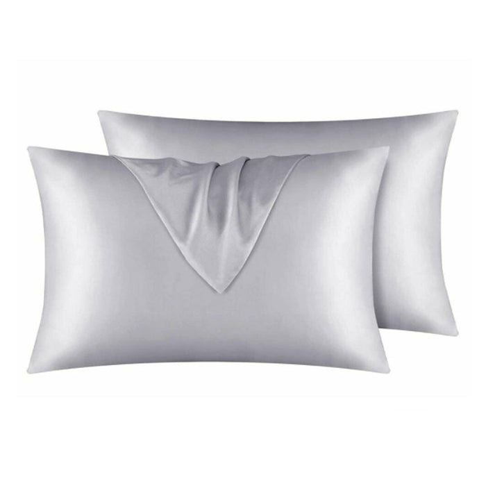 Satin Silk Pillowcase for Youthful Skin & Healthy Hair, Set of 2: silver gray, white pillowcases and bedside decor, minimal m