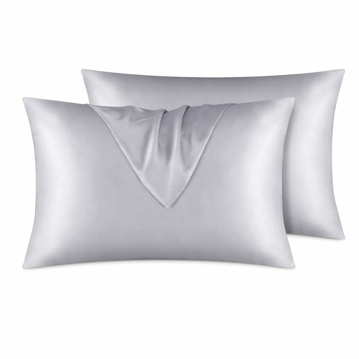 Satin Silk Pillowcase for Youthful Skin & Healthy Hair - Set of 2 Gray