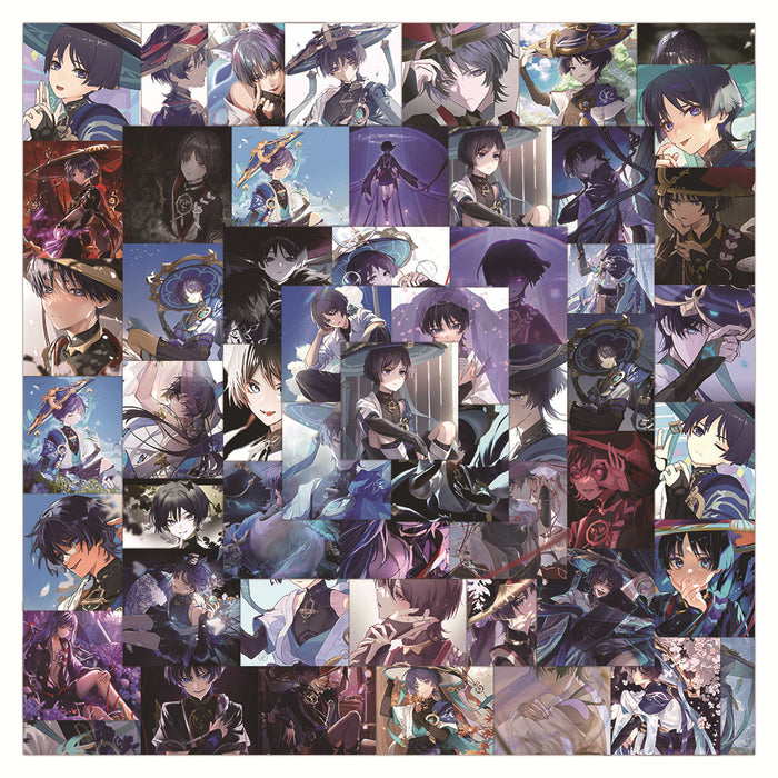 Scaramouche Genshin Impact Stickers: Customize Belongings: black, purple anime-style characters, anime, fantasy, dramatic sty