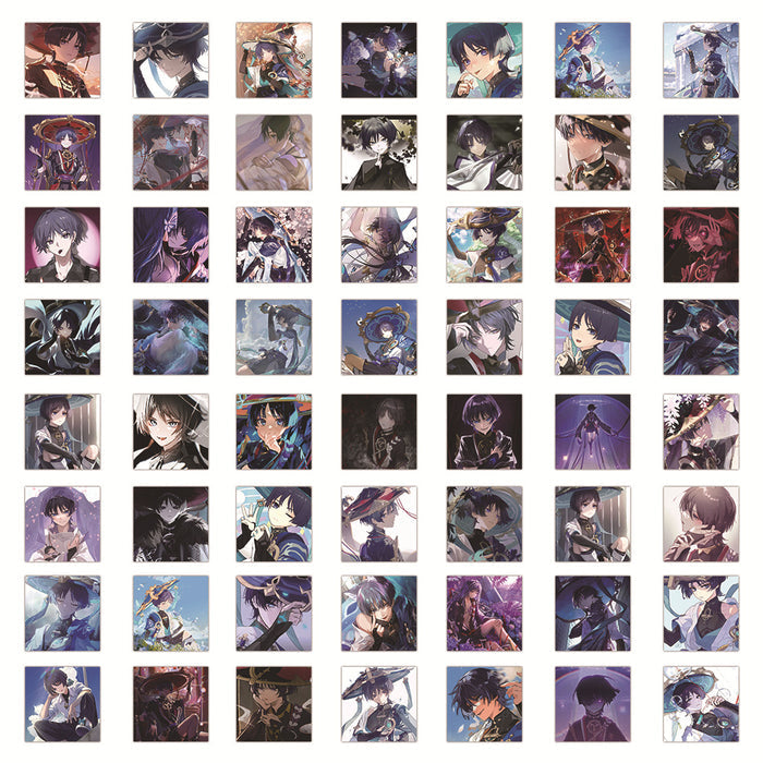 Scaramouche Genshin Impact Stickers: Customize Belongings: black, purple anime-style characters, anime, fantasy, dramatic sty