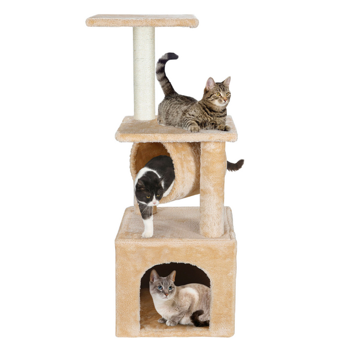 Scratching Post: A Tower for Cats to Climb and Lounge In: beige, cream cats, minimal pet furniture style