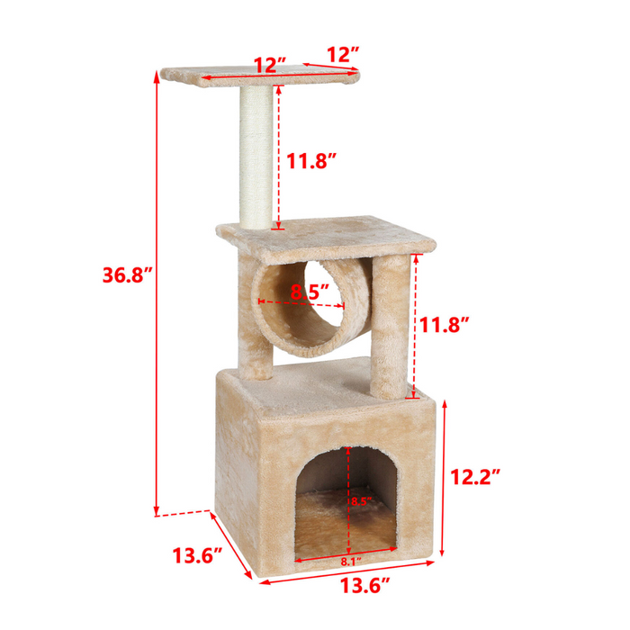 Scratching Post: A Tower for Cats to Climb and Lounge In: beige, cream cats, minimal pet furniture style