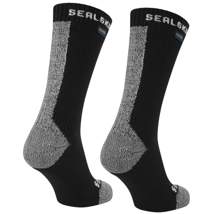 Sealskinz Briston Waterproof All Weather Mid Length Sock with Hydrostop (Black) - Large