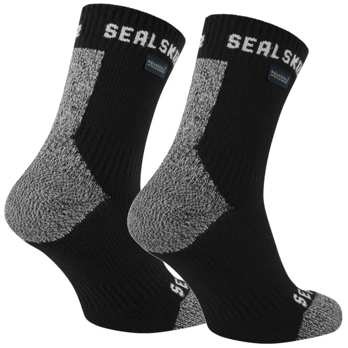 Sealskinz Dunton Waterproof All Weather Ankle Length Sock with Hydrostop (Large) - Black / Grey