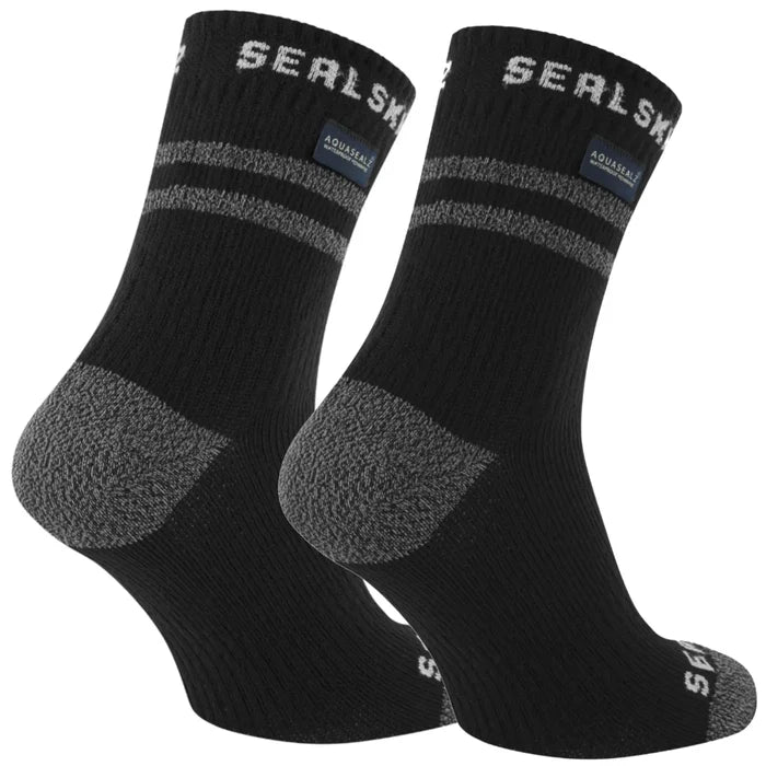Sealskinz Mautby Waterproof Warm Weather Ankle Length Sock with Hydrostop (Black) - Large