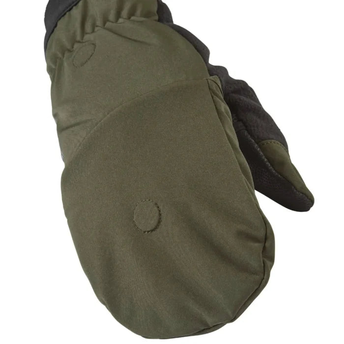Sealskinz Walpole Windproof Cold Weather Convertible Mitt (Medium) - Olive Green / Black