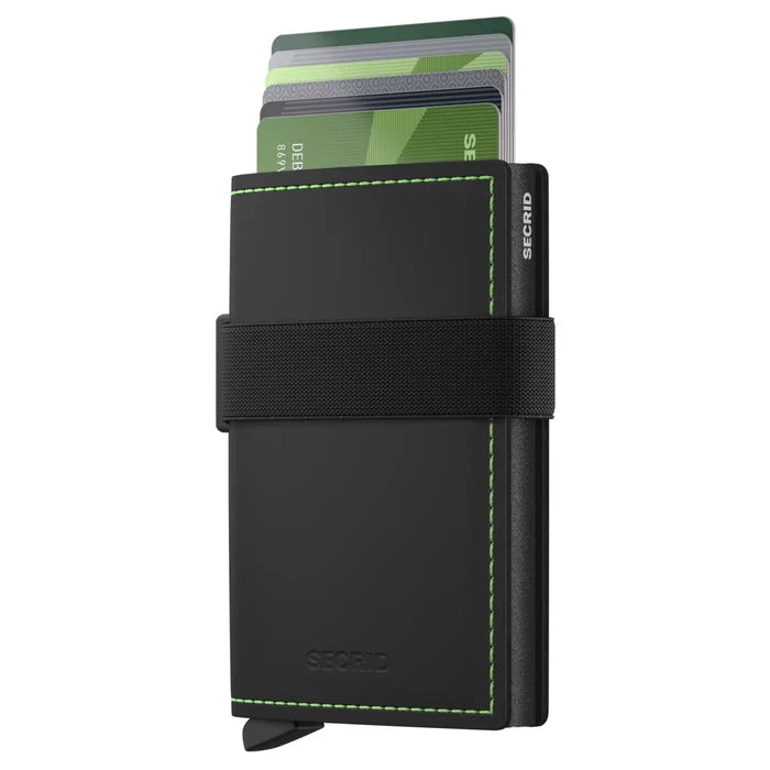 Secrid Bandwallet Compact RFID Wallet - Matte Black / Green