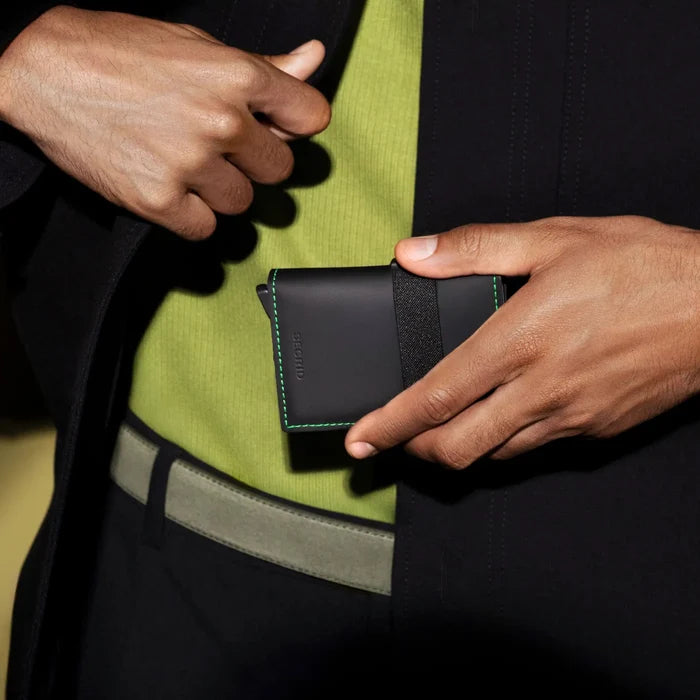 Secrid Bandwallet Compact RFID Wallet - Matte Black / Green
