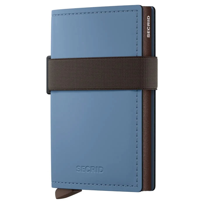 Secrid Bandwallet Compact RFID Wallet - Matte Steel Blue / Brown