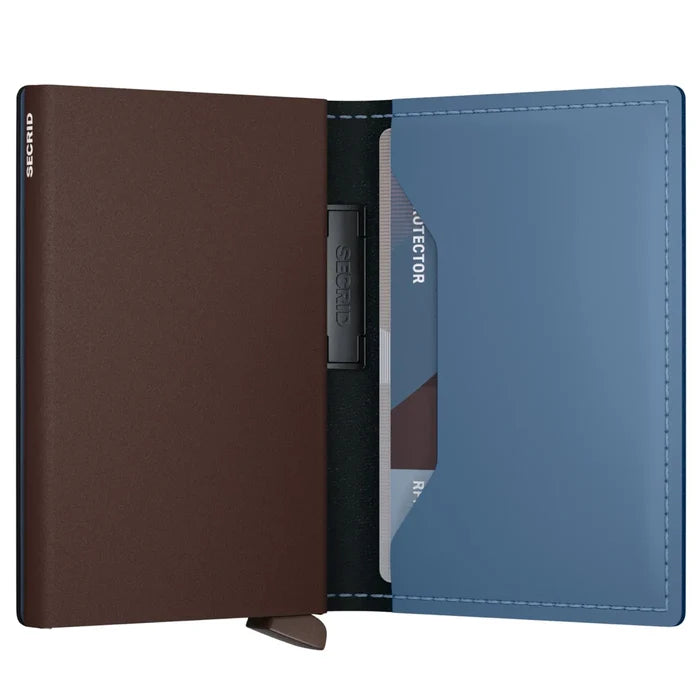 Secrid Bandwallet Compact RFID Wallet - Matte Steel Blue / Brown
