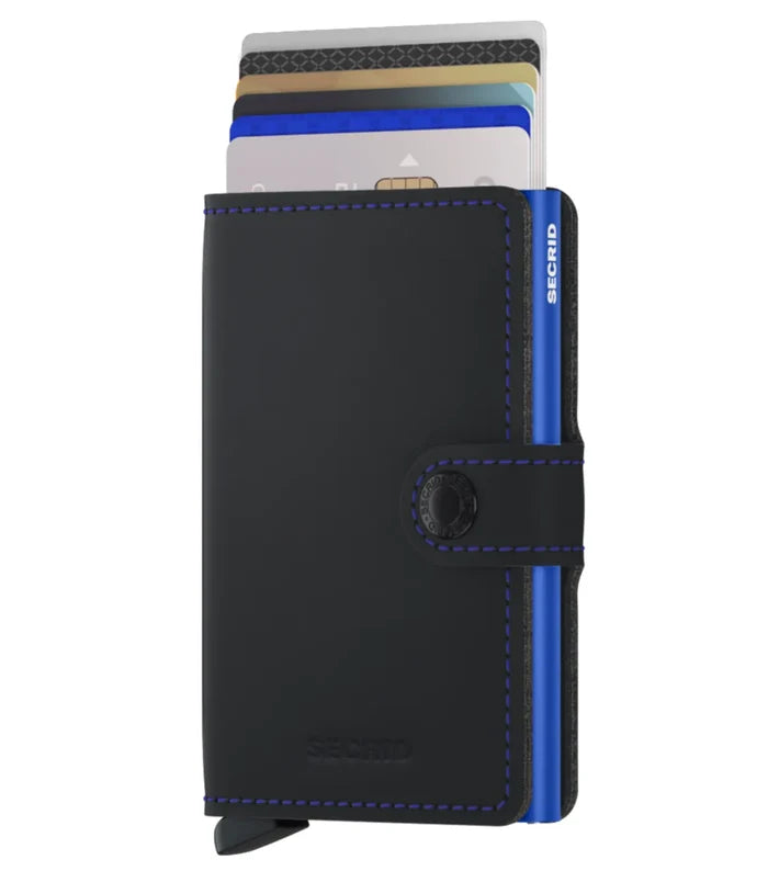 Secrid Miniwallet Compact RFID Wallet - Matte Black / Blue