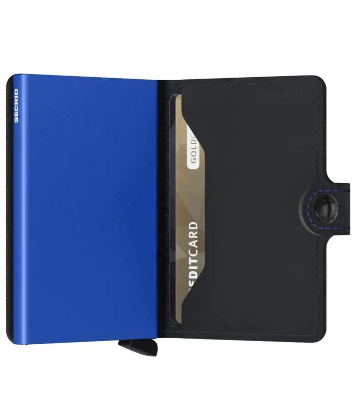Secrid Miniwallet Compact RFID Wallet - Matte Black / Blue