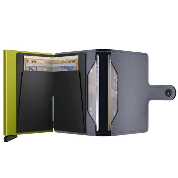 Secrid Miniwallet Compact RFID Wallet - Matte Grey / Lime
