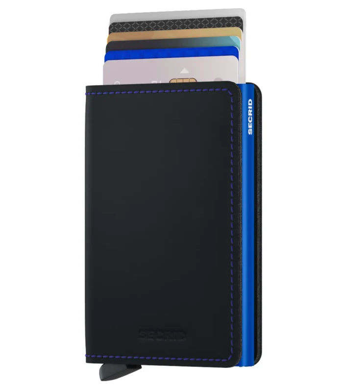 Secrid Slimwallet Compact RFID Wallet - Matte Black / Blue