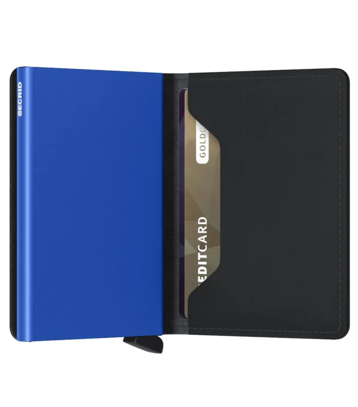 Secrid Slimwallet Compact RFID Wallet - Matte Black / Blue
