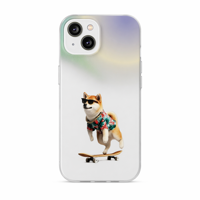 Semi-Transparent Shiba Inu iPhone Case with a Hawaiian Flair Default