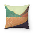 Serene Summit Square Cushion, 4 Dimensions: pale green, teal green abstract landscape-like pattern, modern abstract style
